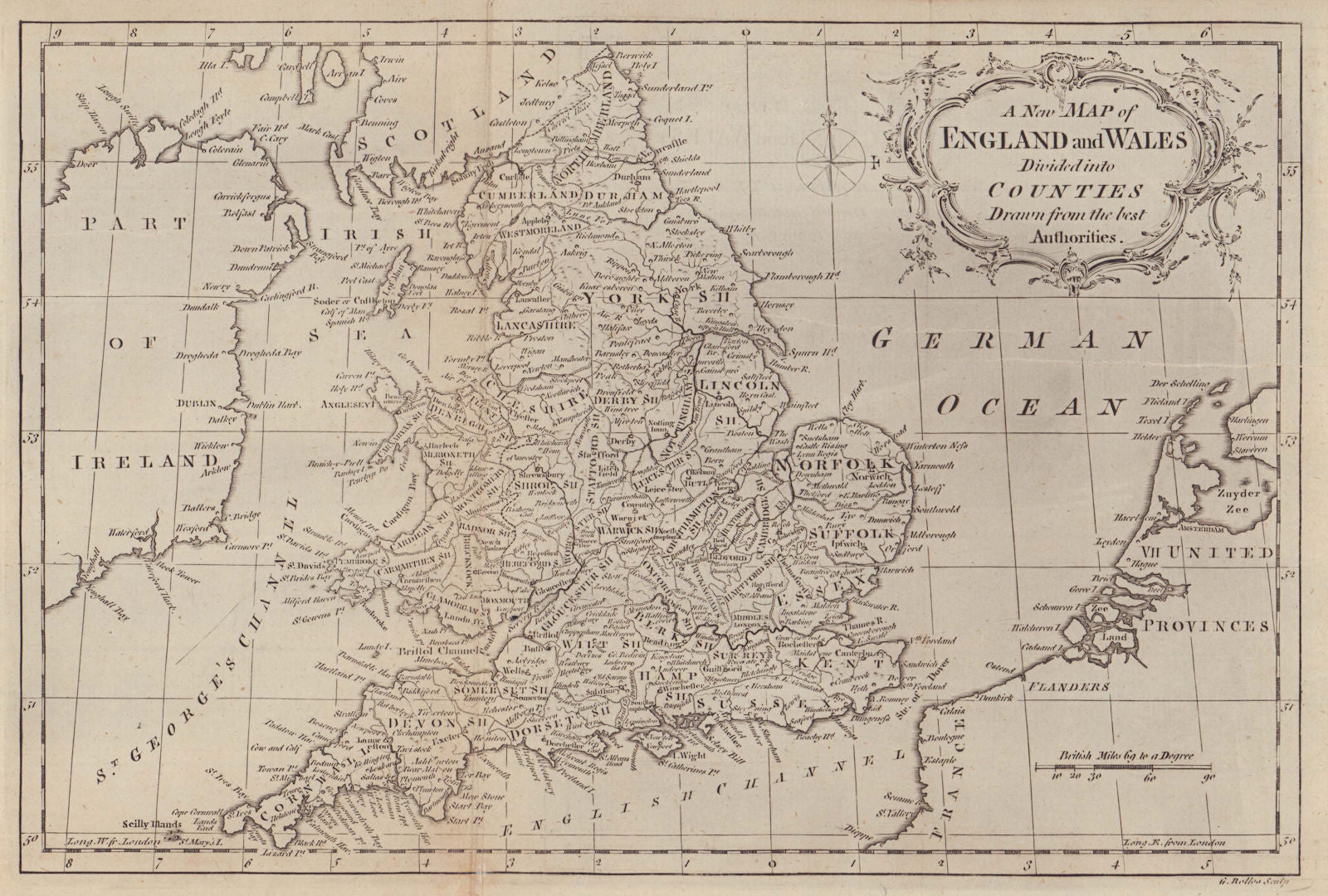 A new map of England and Wales divided into counties… ROLLOS 1766 old